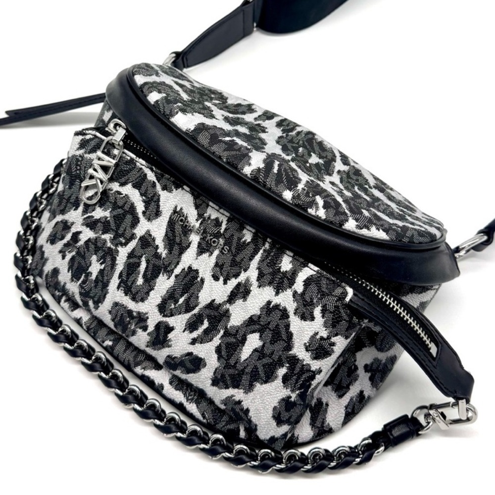 Michael Kors Medium Slater Sling Pack Chain Messenger Crossbody Bag Black Multi